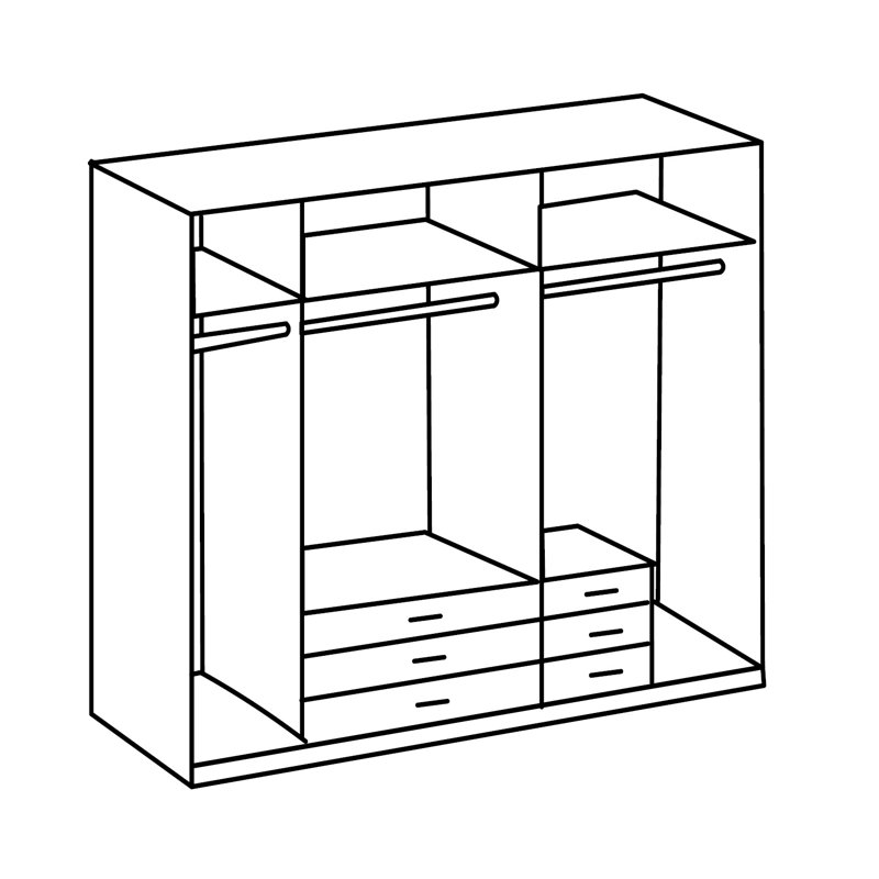 Mourya 5 Door Manufactured Wood Wardrobe, White/Grey