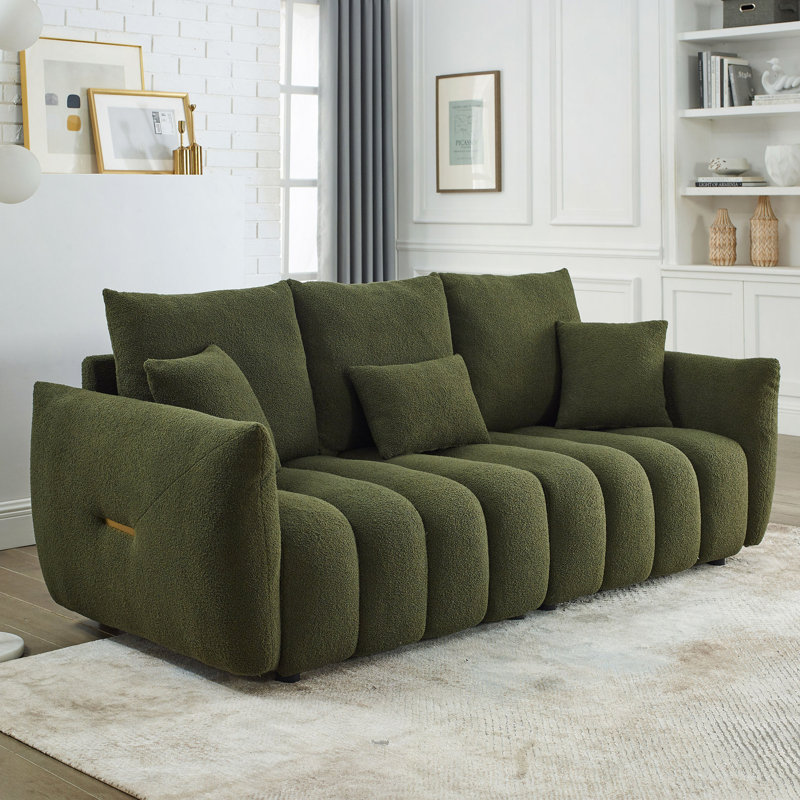 Canapé de 82 po avec 3 coussins de dossier et 3 coussins de dossier en bois massif de qualité supérieure, chaise rembourrée, chambre à coucher, appartement et bureau
