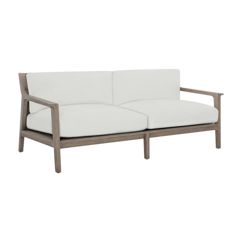 Ibiza Outdoor Teak Loveseat, White Vinyl 6503-000