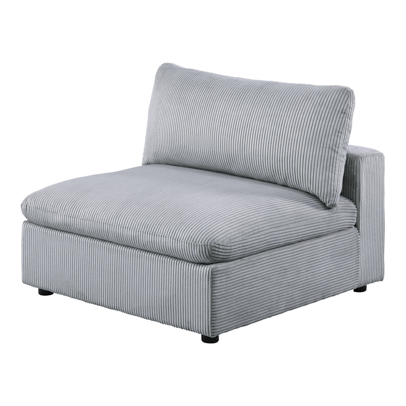 Fauteuil en velours côtelé Raijon, Velours côtelé gris