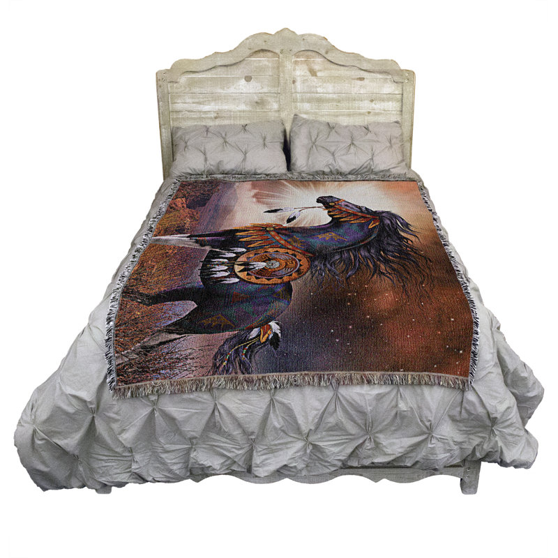 Wind Walker Blanket by Laurie Prindle - Native American - Horse Lover Gift Tapestry Throw Woven from Cotton - Made in The USA (72x54)