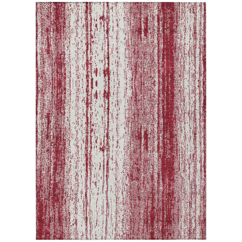 Tapis intérieur lavable rayé ivoire 10 pi x 14 pi Merlot