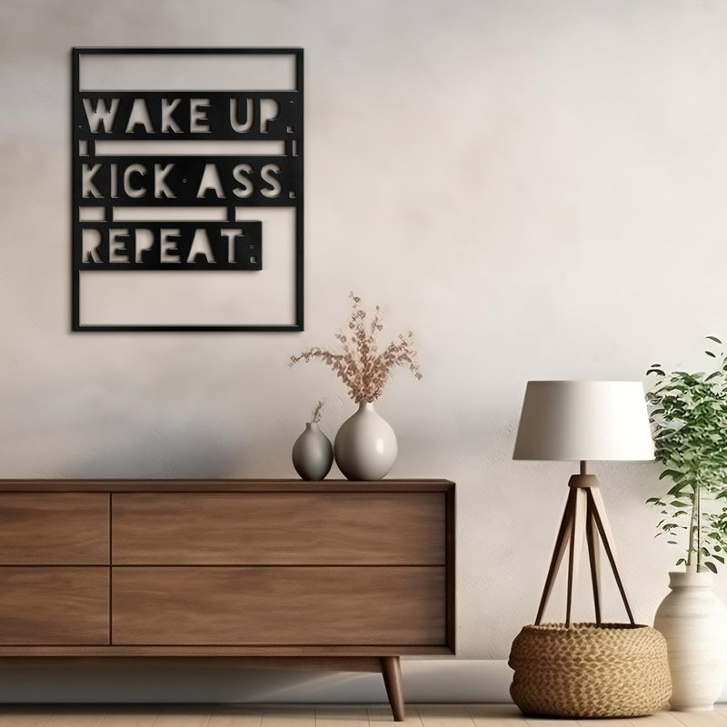 Décoration murale en métal, H 20 po x l 20 po x P 0,05 po, Noir