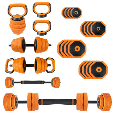 4-in-1 Adjustable Home Gym Set – 88 Lbs Dumbbell, Barbell, Kettlebell & Push-Up Stand – Full Body Workout Equipment