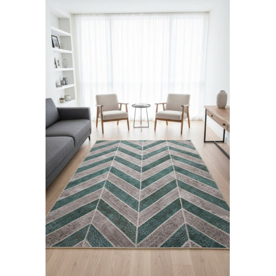 Green Patchwork Woven Base Decorative Carpet