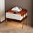 Modern Lighted Brown Nightstand With Wireless Charging Station Acrylic Bedside Table