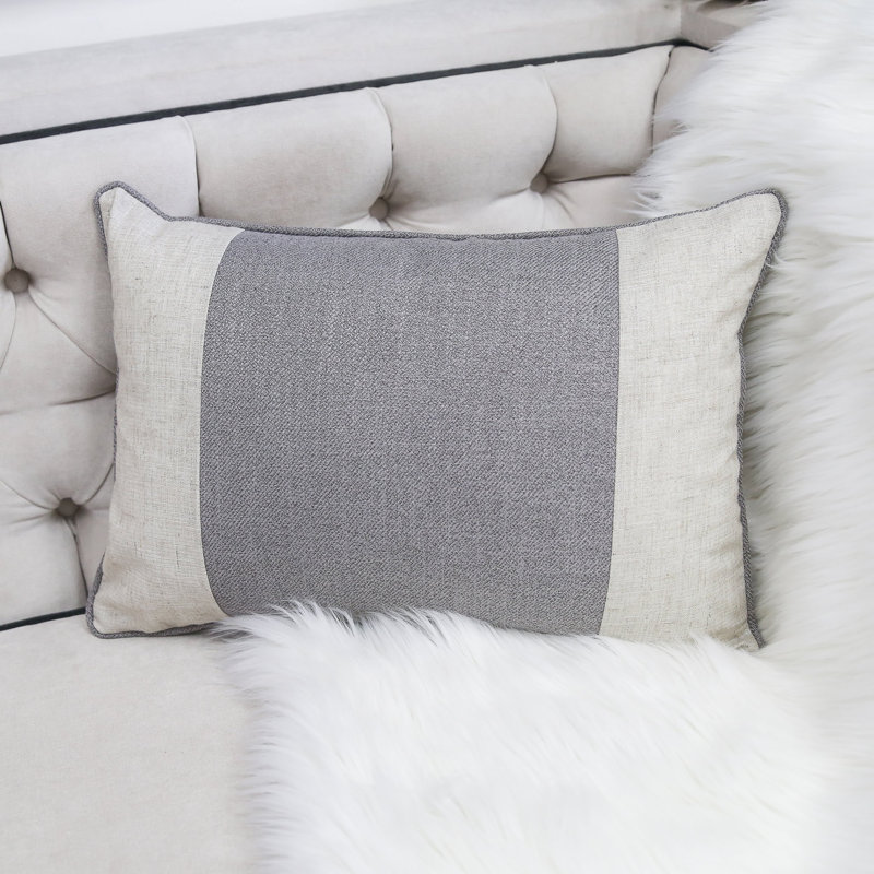  Rectangular Linen Pillow Cover & Insert, Gray