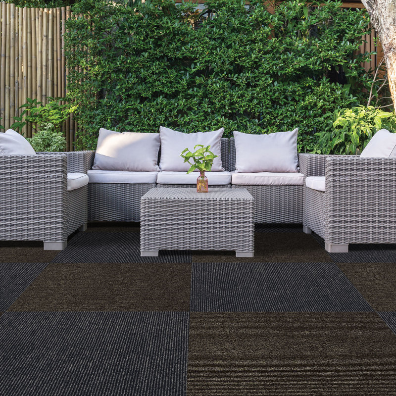 Premium 24" x 24" Indoor/Outdoor, Peel and Stick Carpet Tile,  Polyester, (Pack of 10) (40sqft/Box), Granite