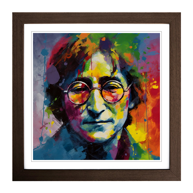 John Lennon Abstract - Single Picture Frame Print on Wood, Walnut