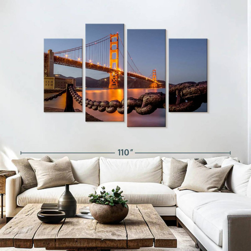 Soirée au Golden Gate Bridge, H 54 po x l 84 po