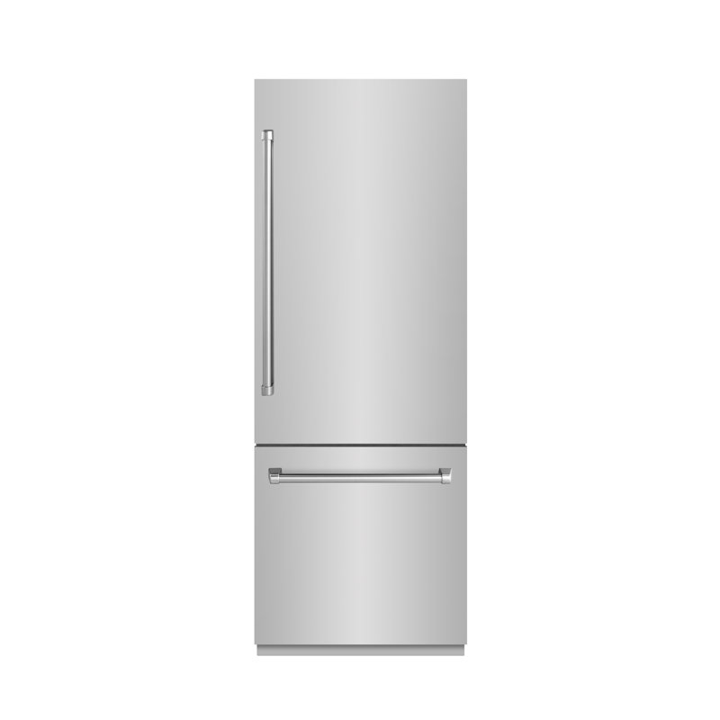 ZLINE 30 in. Built-In Refrigerator in Black Stainless with Graphite Gray Interior, Stainless Steel