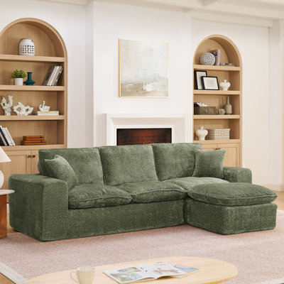 Canapé modulaire spacieux avec méridienne réversible, vert