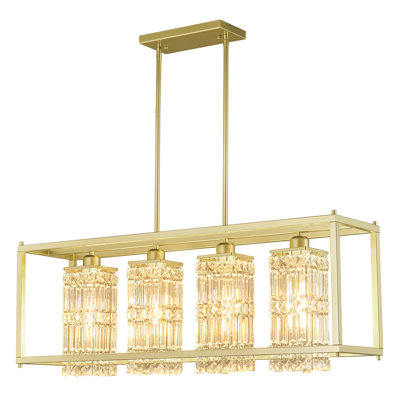 Luminaires suspendus modernes en cristal lustres rectangulaires de 35,43 po pour salle à manger