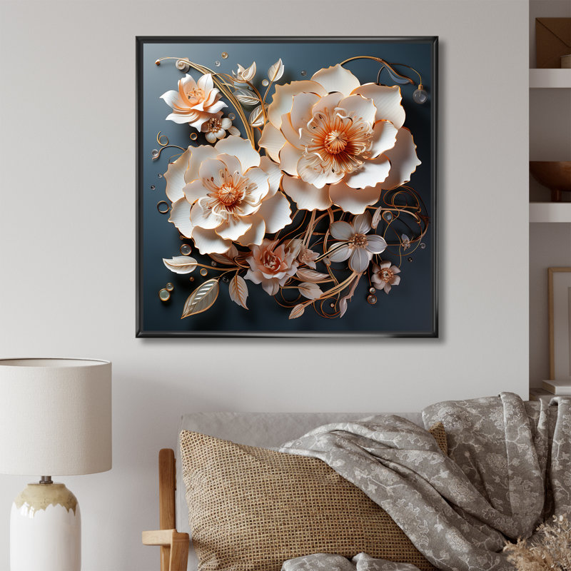 Modern Modern Roses Transparent Romance sur toile, H 16 po x l 16 po x P 1 po, Cadre flottant noir