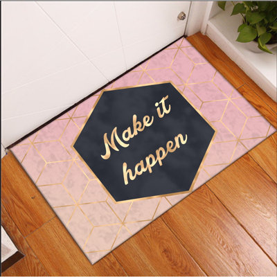 Tapis géométrique rose / noir / jaune à motif géométrique tissé à la machine 1 pi 8 po x 2 pi 7 po Eeli