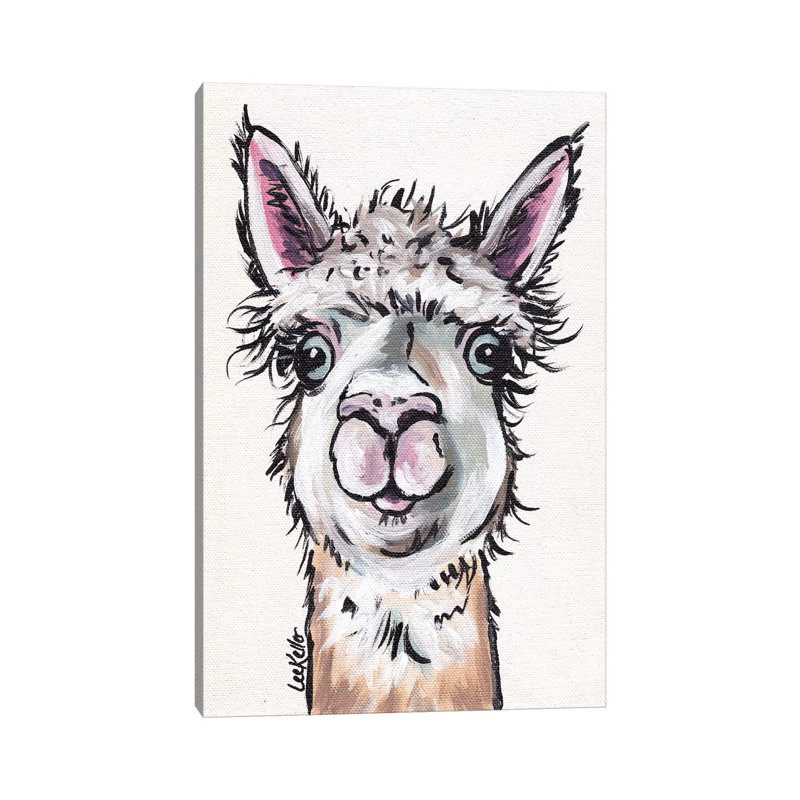 Maggie The Alpaca by Hippie Hound Studios - Wrapped Canvas Painting, 20.32 cm H x 30.48 cm W