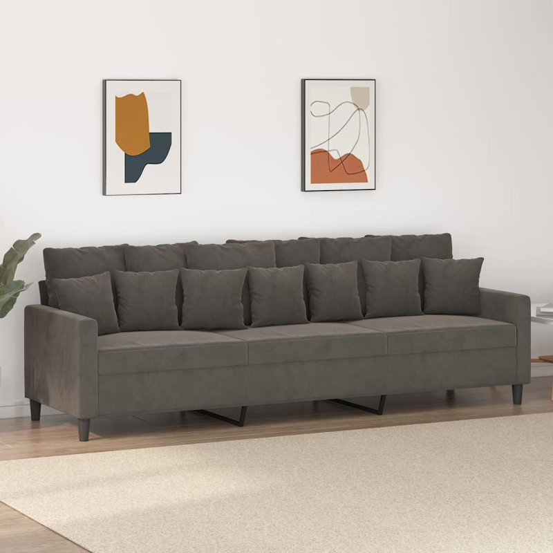Chaise rembourrée avec accoudoirs Laspreth, 100 % polyester gris foncé, H 31,5 po x l 78 po x P 30,3 po