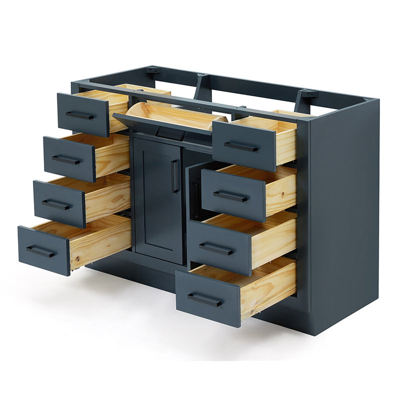 48" Single Bathroom Vanity Base Only, Matte Black, Midnight Blue