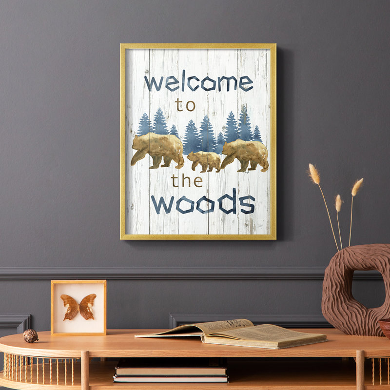 Welcome to the Woods, reproduction encadrée - bois massif, Or, H 28 po x l 22 po