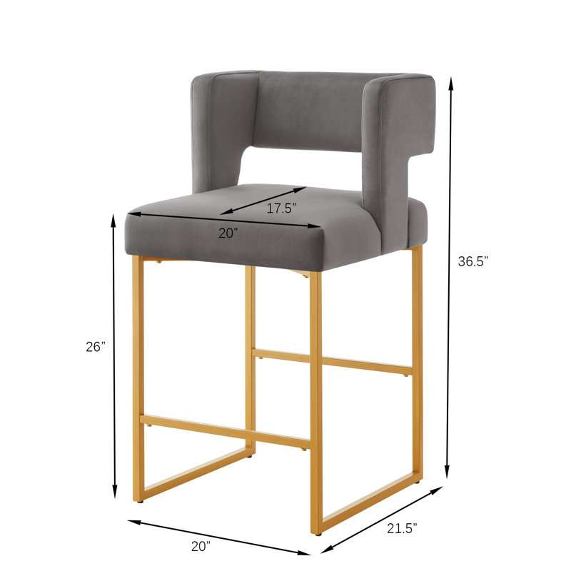Tabouret de comptoir Colamaio 26, Gris/doré