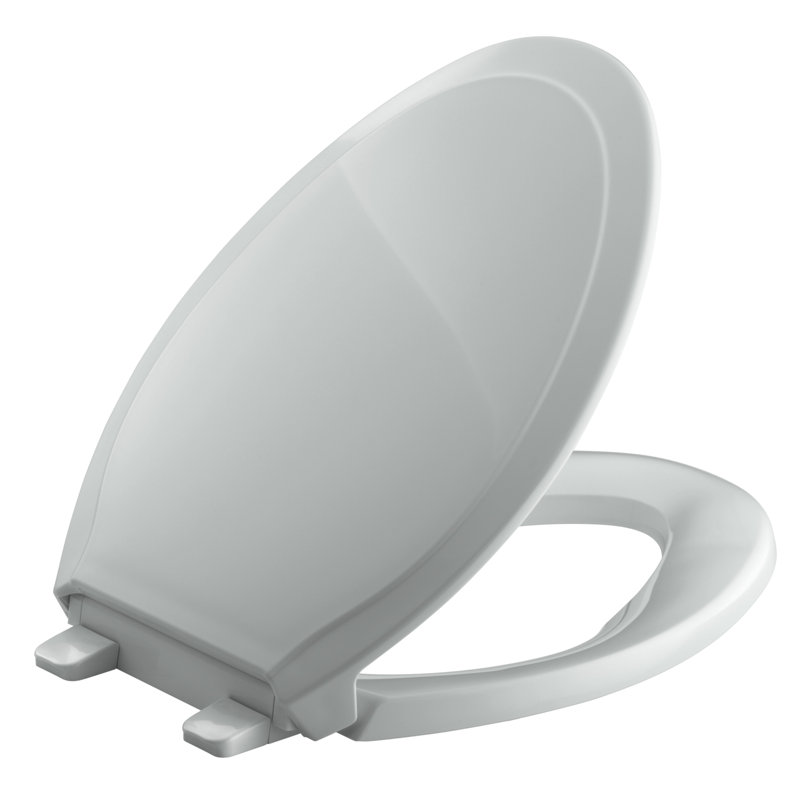 Rutledge Quiet-Close with Grip-Tightelongated Toilet Seat, Ice Gray, Non Ready Latch