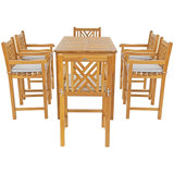 Outdoor 7 - Piece Teak Bistro Set with Cushions