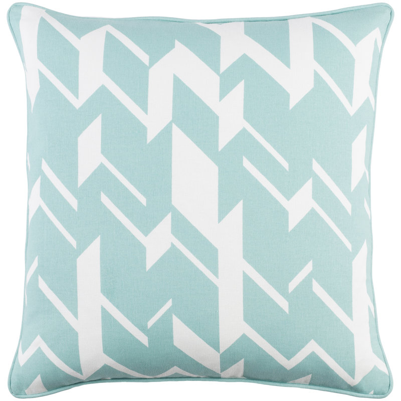 Antonia 100% Cotton Throw Pillow Cover, Mint/ Ivory