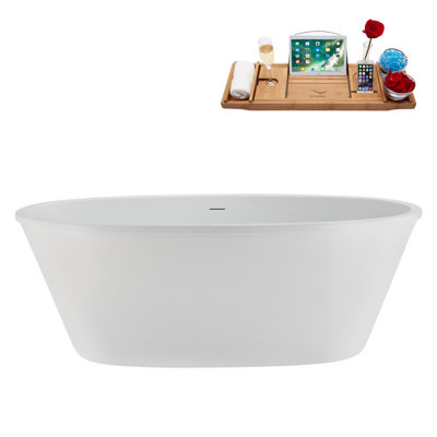 Baignoire autoportante et plateau 60 "avec drain interne 60" Streamline