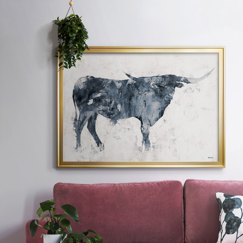 " Long Horn Alt V2 ", Gold, 18" H x 26" W x 1.5" D