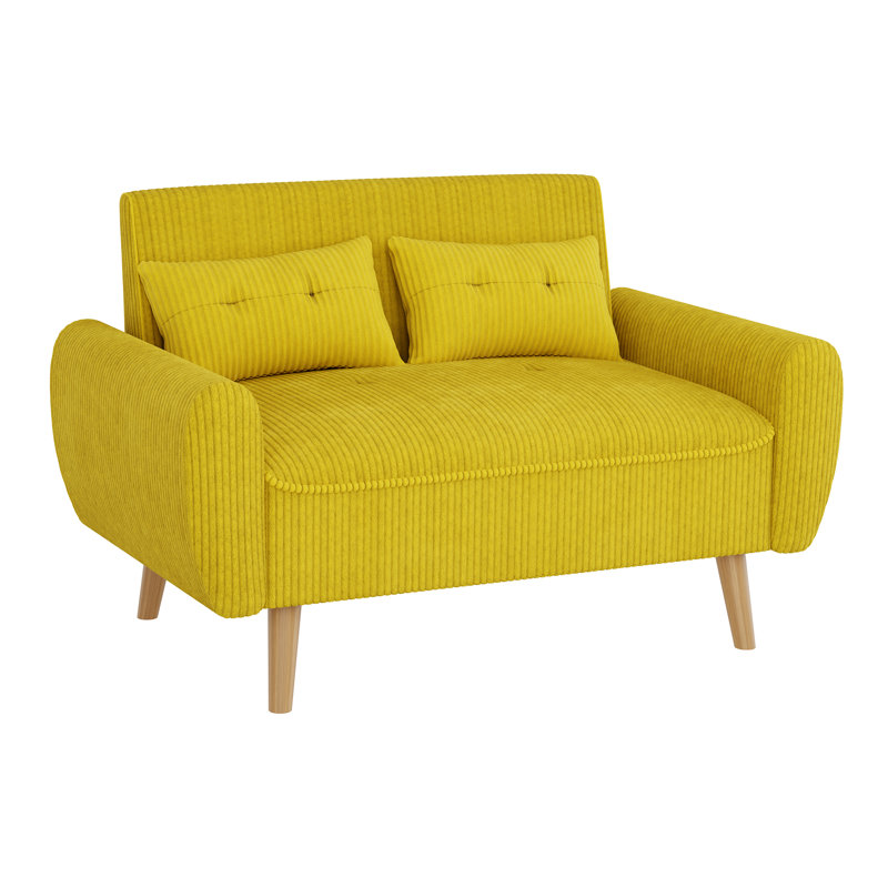Julizza 49" Upholstered Sofa Loveseat, Yellow