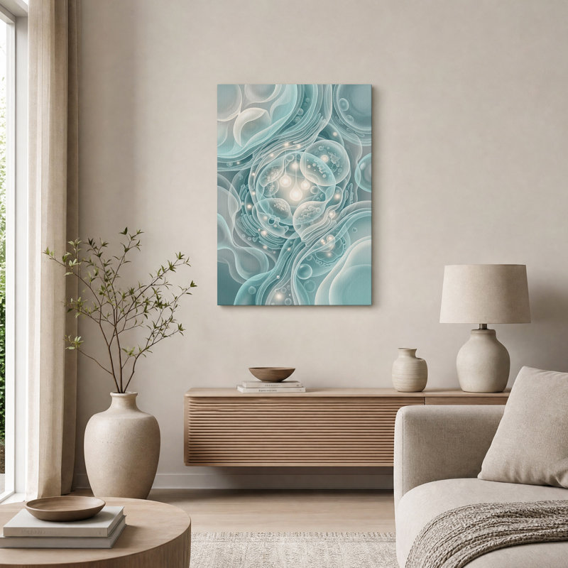 Structures cellulaires dans une toile murale translucide bleu sarcelle, H 30 po x l 20 po