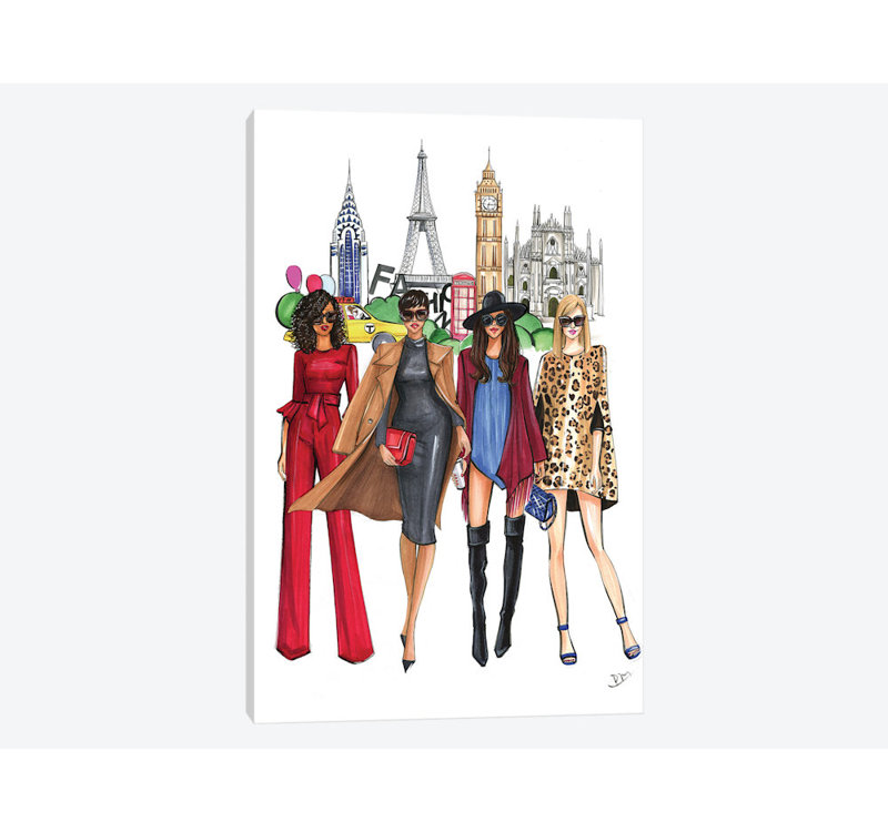« mode week ladies », impression sur toile, H 40 po x l 26 po x P 1,5 po, Toile tendue, Pas de tapis