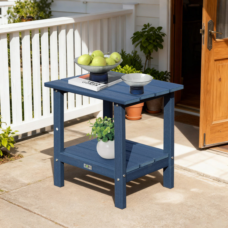 Table d'appoint en PEHD rectangulaire à deux niveaux Adirondack, Bleu très foncé