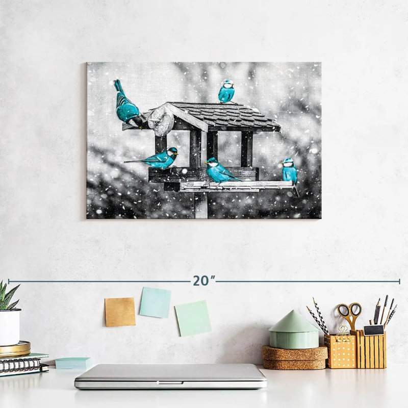 Blue Tits On Bird Feeder Pop, 8" H x 12" W