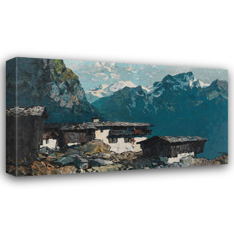 «Mountain Farmhouse» par Oskar Mulley - Art mural sur toile tendue avec châssis, H 24 po x l 17 po