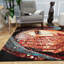 Tapis géométrique orange / bleu Ethyleen-22363466