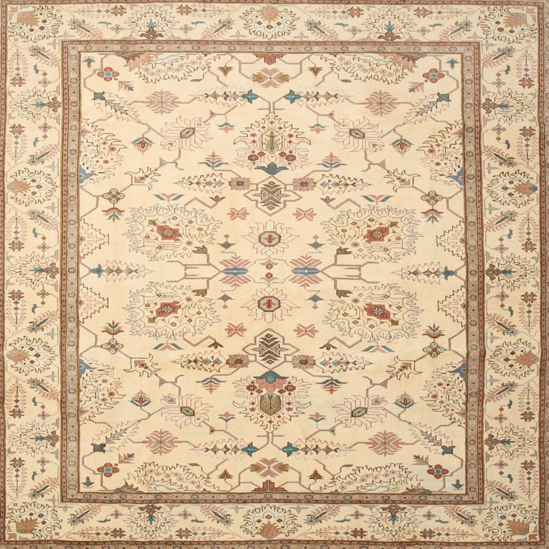 Tapis beige/brun traditionnel McGreggor, Carré 7 pi