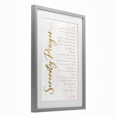 Serenity Prayer Scripture Framed Print Under Glass, design by Anna Quach