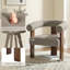 Ensemble de 2 chaises d'appoint en tonneau Mohair, 3 pieds en bois de noyer-931136339