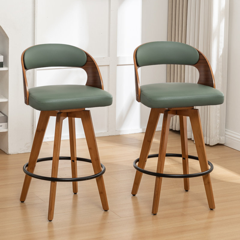 Tabourets pivotants rembourrés Cayuga, Vert, Tabouret de bar (siège d'une hauteur de 30 po)