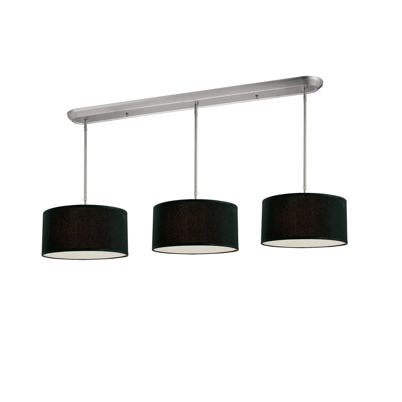 Kasey 9 - Light Brushed Nickel Kitchen Island Pendant, Black