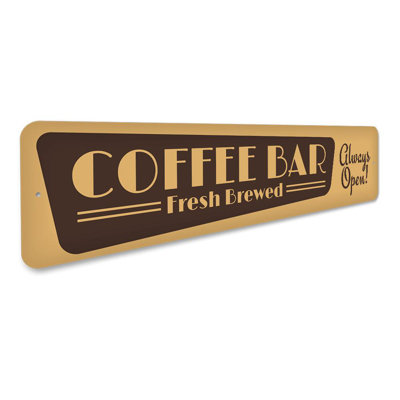 Fresh Brewed Coffee Bar Aluminum Sign