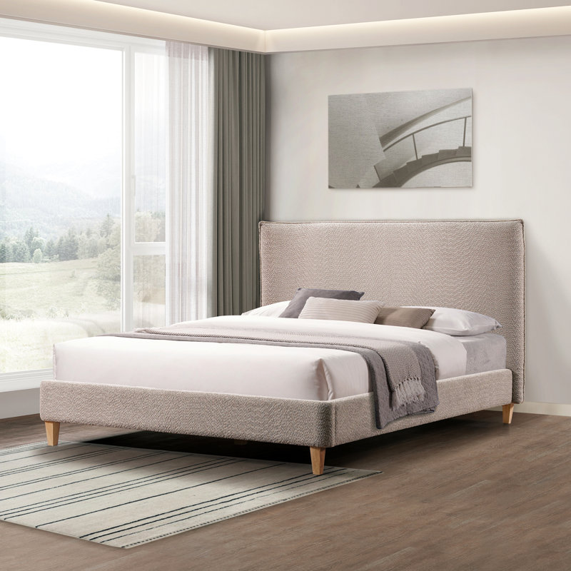 Lit plateforme tapissier Vireo - Gris tungstène - Grand