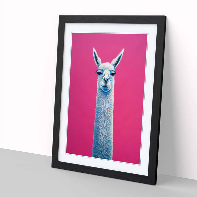 Llama Portrait Vol.3 - Single Picture Frame Print, 64cm H x 46cm W x 2cm D, Black