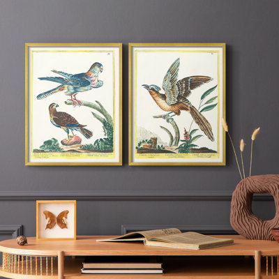Pastel Birds III - reproduction encadrée de qualité supérieure - prête à être accrochée - aucun clou requis - aucun clou requis