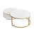 Modern Round Nesting Coffee Table Fluted With Drawer In White & Gold In 31.5"