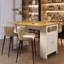 Îlot de cuisine pliable moderne de 137 cm avec armoire de rangement, table de bar avec crochets latéraux et étagères réglables pour salle à manger-134041020
