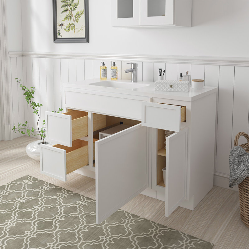 Base de meuble-lavabo simple 48 po seulement, Blanc