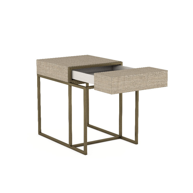 Shale Gray Wood and Metal End Table with Storage