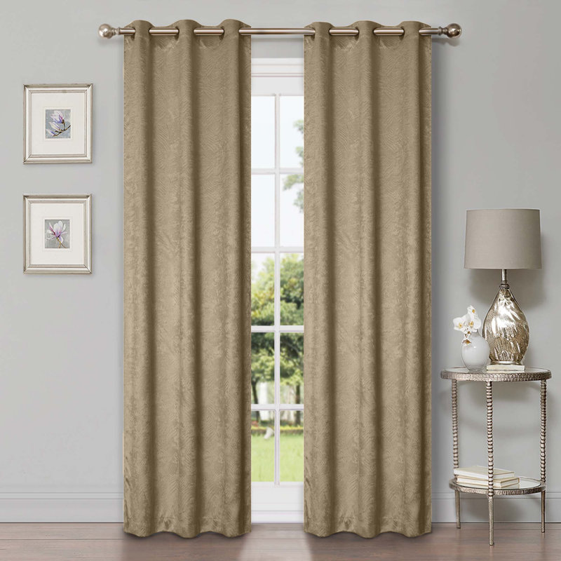 Vedder Geometric Room Darkening Thermal Curtain Panels, 52" W x 84" L, Tan